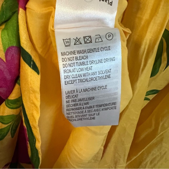 Farm Rio Romantic Garden Yellow & Pink Floral Linen Midi Dress XL - Picture 7 of 8